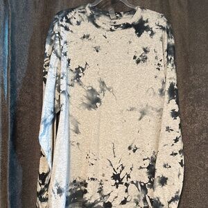 NEW X Large Long Sleeve Tie Dye Gray Tee